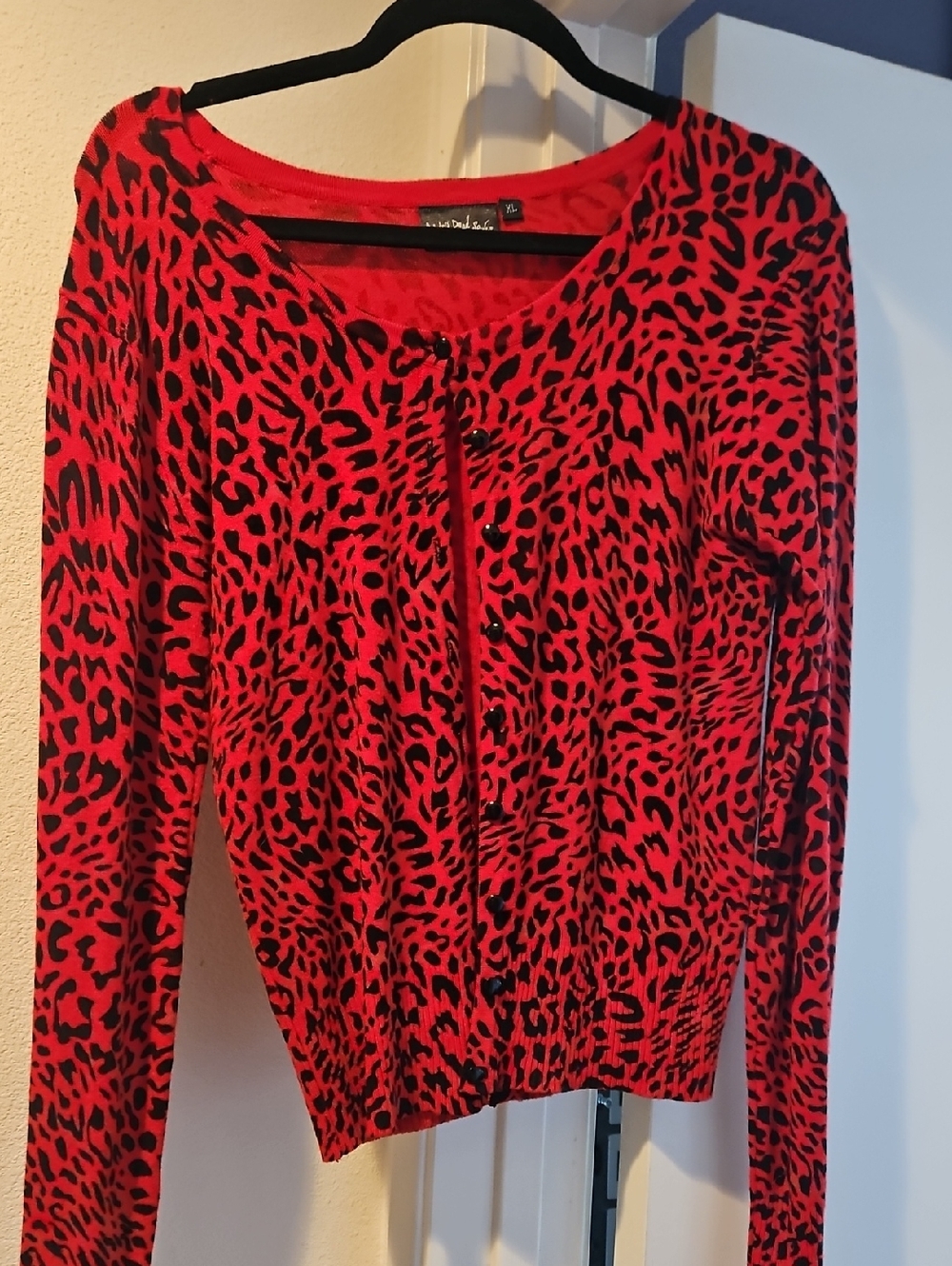 Living Dead Souls Red Leopard Print Sweater XL